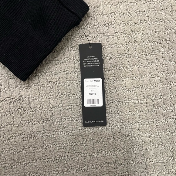 🩷 3 piece workout set Nova Sport Small Ribbed Black biker shorts sports bra crop - Picture 4 of 7